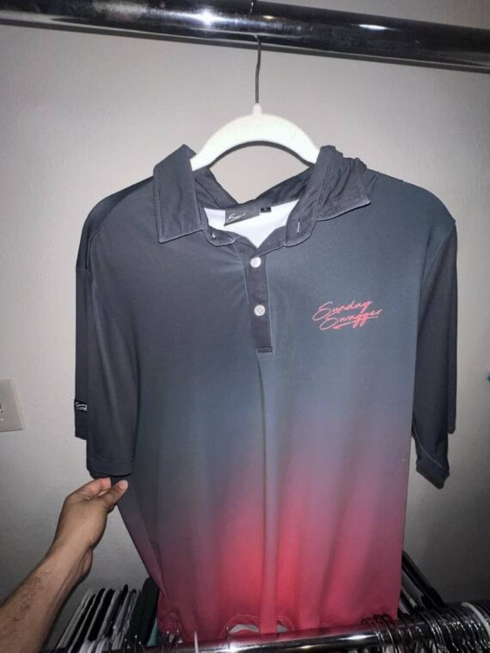 Sunday Swagger Black to Red Ombre Golf Polo